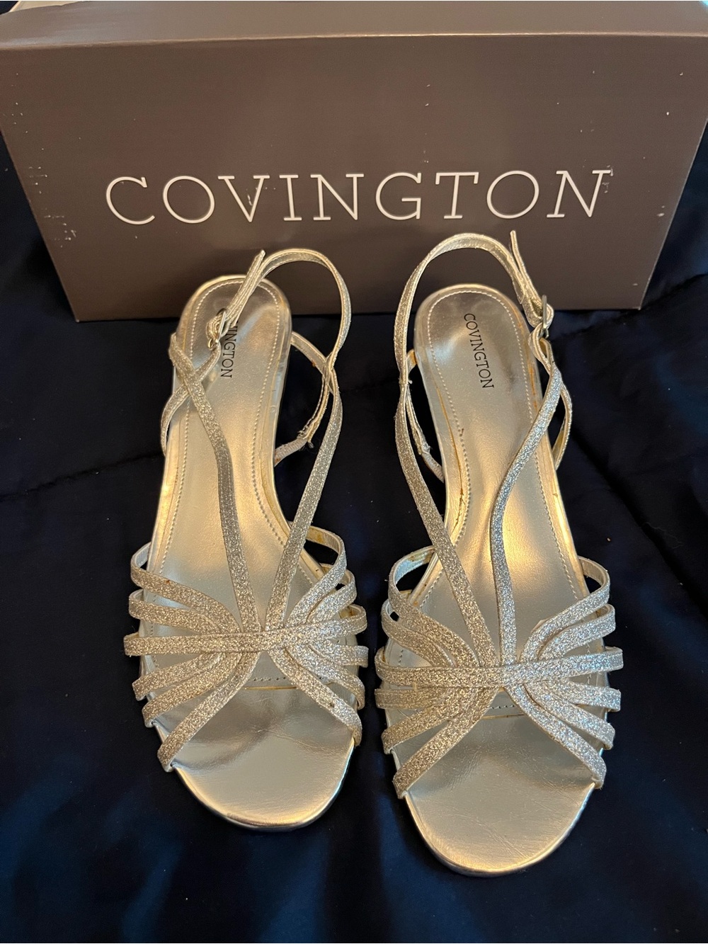 Covington Silver Glitter Strap Heels